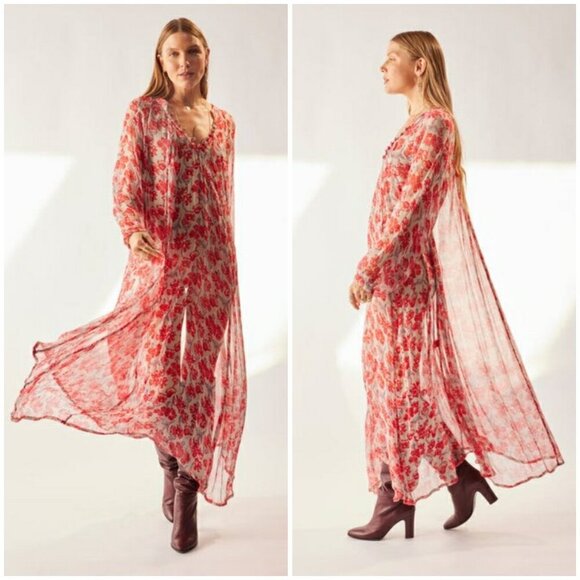 💕NATALIE MARTIN💕 Fiore Maxi Dress ~ Chiffon Watercolor Dove Medium M NWT - Picture 5 of 16